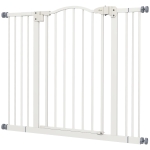 PawHut Extra Tall Dog Gate with Door, Pressure Fit, Auto Close, Double Locking for Doorways Hallways Stairs, 29"-39", White