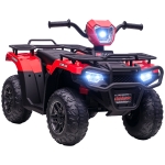 Aosom 12V Kids ATV, 4 Wheeler Quad Ride on Toy, Battery Powered Electric Vehicle with Headlight, Music, MP3 & Treaded Tires, R