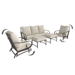 Outsunny 5 Piece Backyard Patio Furniture Set, Outdoor Furniture Set with 2 Rocking Chairs, 3-Seat Sofa, and 2 Ottomans, Beige