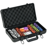 Soozier 300PCs 14 Gram Clay Poker Chips Set Casino Poker Chips with Aluminum Case, Playing Cards, Dealer Button, 5 Dices