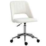 Vinsetto Modern Mid Back Office Chair with Velvet Fabric, Swivel Computer Armless Desk Chair with Hollow Back Design for Home Office, Cream White