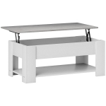 HOMCOM Lift Top Coffee Table with Hidden Storage Compartment and Open Shelf, Center Table for Living Room, White