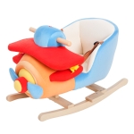 Qaba Kids Rocking Horse, Wooden Plush Ride-on Plane Chair Toy with Lullby Song and Seat Belt for 18 Month +