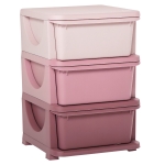 Qaba 3 Tier Kids Storage Unit, 3 Drawer Chest Toy Organizer Plastic Bins for Kids Bedroom Nursery Kindergarten Living Room for Boys Girls Toddlers, Pink