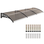 Outsunny Awning Door Canopy, 119.3" x 37.8" Polycarbonate Front Door Outdoor Patio Cover for UV Protection, Brown