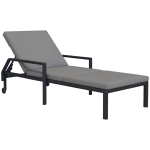 Outsunny Wicker Chaise Lounger with 5-Level Adjustable Backrest, Light Grey