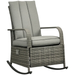 Outsunny PE Rattan Rocking Recliner with Footrest, Gray