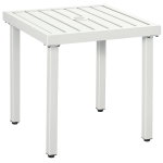 Outsunny Outdoor Side Table, Patio End Table with Umbrella Hole, Small Coffee Table with Steel Frame for Balcony, White
