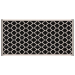 Outsunny Reversible Outdoor Rug, 9' x 18' Waterproof Plastic Straw Floor Mat, Portable RV Camping Carpet, Large Floor Mat for Deck, Backyard, Picnic, Beach, Black & Beige