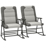 Outsunny Folding Rocking Chair Set of 2 Padded Rockers with Armrest, Light Grey