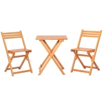 Outsunny 3 Piece Folding Patio Bistro Set,  Wooden Outdoor Chairs and Table Set,  Garden Dining Furniture for Poolside, Balcony, Teak
