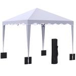 Outsunny 10' x 10' Pop Up Canopy Tent with Sand Bags, Instant Shelter with Adjustable Height and Carry Bag, Garden Outdoor Party Tent, White