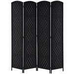 HOMCOM 6ft Folding Room Divider, 4 Panel Wall Partition with Wooden Frame for Bedroom, Home Office, Black