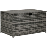 Outsunny 113 Gallon Outdoor Storage Box, Rattan Deck Box for Indoor, Patio Furniture Cushions, Pool Garden Tools, Dark Gray