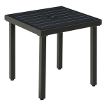 Outsunny Outdoor Side Table, Patio End Table with Umbrella Hole, Small Coffee Table with Steel Frame for Balcony, Black