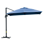 Outsunny 10x10ft Cantilever Umbrella Rotatable Square Top Market Parasol with 4 Adjustable Angle for Backyard Patio Outdoor Area, Blue