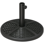 Outsunny 21 lbs. Market Umbrella Base Holder 18" Heavy Duty Round Parasol Stand with Rattan Design for Patio, Black