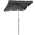 Outsunny 6.5x4ft Rectangle Patio Umbrella Aluminum Tilt Adjustable Garden Parasol Sun Shade Outdoor Canopy Grey