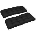 Outsunny Set of 2 Patio Bench Replacement Cushions, 2 Seater Outdoor Loveseat Cushion Seat Pad, 43" x 19" x 3", Black