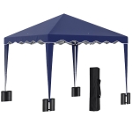 Outsunny 10' x 10' Pop Up Canopy Tent with Sand Bags, Instant Shelter with Adjustable Height and Carry Bag, Garden Outdoor Party Tent, Blue
