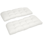 Outsunny Set of 2 Patio Bench Replacement Cushions, 2 Seater Outdoor Loveseat Cushion Seat Pad, 43" x 19" x 3", Cream White