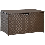 Outsunny 113 Gallon Outdoor Storage Box, Rattan Deck Box for Indoor, Patio Furniture Cushions, Pool Garden Tools, Brown