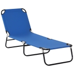 Outsunny Folding Chaise Lounge Pool Chairs, Outdoor Sun Tanning Chairs with 5-Level Reclining Back, Steel Frame for Beach, Yard, Patio, Blue