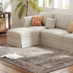 HOMCOM Machine Washable Area Rug 5x7, Non-Slip Traditional Floor Cover Foldable Carpet for Living Room, Bedroom, Mixed-Brown
