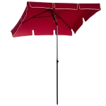 Outsunny 6.5x4ft Rectangle Patio Umbrella Aluminum Tilt Adjustable Garden Parasol Sun Shade Outdoor Canopy Red