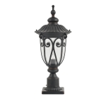 Vintage Outdoor Post Lantern with Bubble Glass, Waterproof Aluminum Lamp Post Light, Quick Installation, 9.5" L x 9.5" W x 24" H, Black