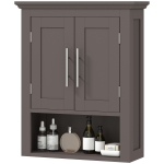kleankin Bathroom Wall Cabinet, Medicine Cabinet, Toilet Storage Cabinet with Shelf for Living Room and Entryway, Brown