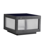 12" Solar Powered LED Post Cap Light with IP65 Waterproof, Modern Outdoor Fence Light for Pathways, Decks, Patios, 12" L x 12" W x 8" H, Black