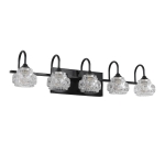 Retro 5-Light Vanity Light Fixture with Crystal Glass Shades, Metal Bracket, Perfect for Bathroom, Dressing Room, 29" L x 7" W x 6.5" H, Black