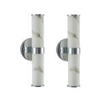 Set of 2 Resin Imitation Marble Wall Sconce, Modern Vertical Light Fixture for Bathrooms, Hallways, Bedrooms, 5" L x 5.5" W x 14" H, Silver
