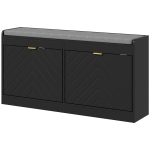 HOMCOM Shoe Storage with Seat, Upholstered Hallway Bench, Shoe Bench with 2 Flip Drawers and 4 Vents for 8 Pairs of Shoes