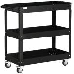 DURHAND 3 Tier Rolling Tool Cart with Wheels, 330 LBS Capacity Heavy Duty Utility Cart, Mobile Service Cart for Garage, Black