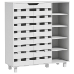 HOMCOM Shoe Cabinet, 21 Pair Shoe Storage Cabinet Organizer with 5-tier Double Door Cupboard and 5-tier Open Shelves, White