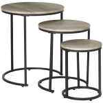HOMCOM Nesting Tables Set of 3, Round Coffee Table, Stacking Side Tables with Steel Frame for Living Room