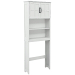 kleankin Modern Over The Toilet Storage, Bathroom Cabinets Over Toilet with Open Shelves and Double Door Cabinet, White