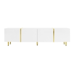 High-Gloss TV Stand with 4 Doors and Modern Minimalist Design, Soft-Close Hinges, Modern Design, Easy to Install, 67" L x 13.5" W x 18" H, White