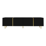 High-Gloss TV Stand with 4 Doors, Modern Design and Soft-Close Hinges, Modern Design, Easy to Install, 67" L x 13.5" W x 18" H, Black