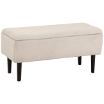 HOMCOM Modern Storage Bench, Ottoman with Storage and Lamb's Wool Upholstery for Living Room, Bedroom, Cream White