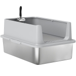 PawHut XL Stainless Steel Cat Litter Box for Big and Multiple Cats with High Wall Side, Scoop, Easy Cleaning & Odor Free