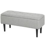 HOMCOM Modern Storage Bench, Ottoman with Storage and Lamb's Wool Upholstery for Living Room, Bedroom, Grey