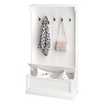 HOMCOM 3-In-1 Entryway Bench with Coat Rack, Hall Tree with Bench and Shoe Storage, 5 Hooks for Hallway Cream White