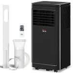HOMCOM 8000 BTU Portable Air Conditioner with Cooling, Dehumidifier, Remote Control, 24-Hour Timer, Window Mount Kit, Black