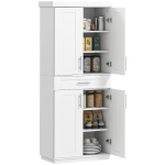 HOMCOM 72" Storage Cabinet, Freestanding Kitchen Pantry Cabinet with 4 Doors, Drawer and 3 Adjustable Shelves, White