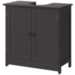 HOMCOM Bathroom Vanity, 24" Pedestal Sink Bathroom Vanity Furniture with 2 Doors and Shelf, Coffee