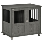 PawHut Dog Crate Furniture, Wooden End Table Furniture with Lockable Magnetic Doors, Small Size Pet Kennel Ind