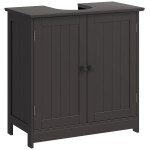 HOMCOM Bathroom Vanity Cabinet, Under Sink Bathroom Cabinet with 2 Doors and Adjustable Shelf, Coffee